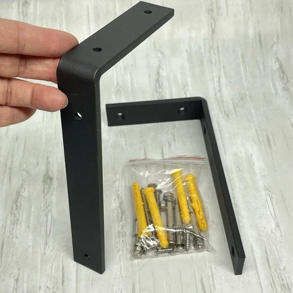 Heavy Duty Metal Shelf Brackets L Shaped Clear Coated Approximately 8X4X1" Set 2 - Picture 3 of 12